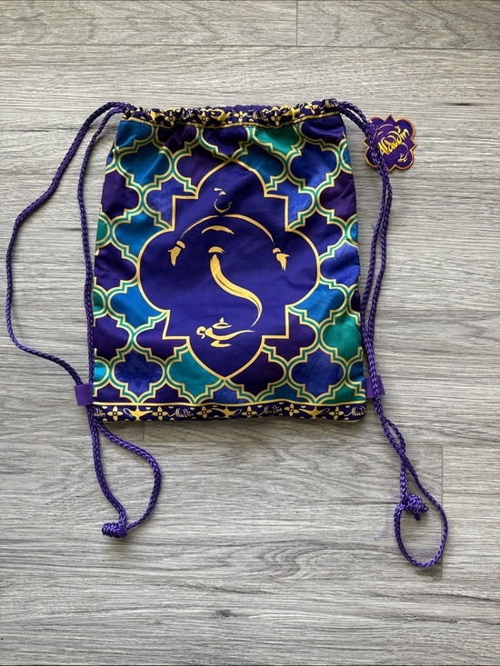 Disney Handbags - Disney Aladdin Drawstring Backpack Purple Gold Cinch Disney Park Bag